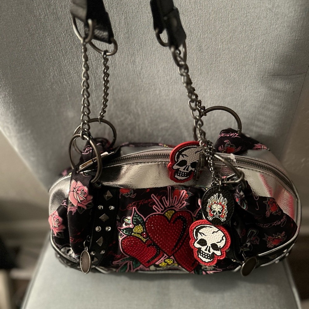 Ed Hardy Edgy Skull Heart Gorgeous New Shoulder Bag